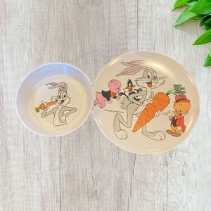Vintage LenoxWare Warner Bros. Looney Tunes Melamine Plate Bugs Bunny Bowl Set